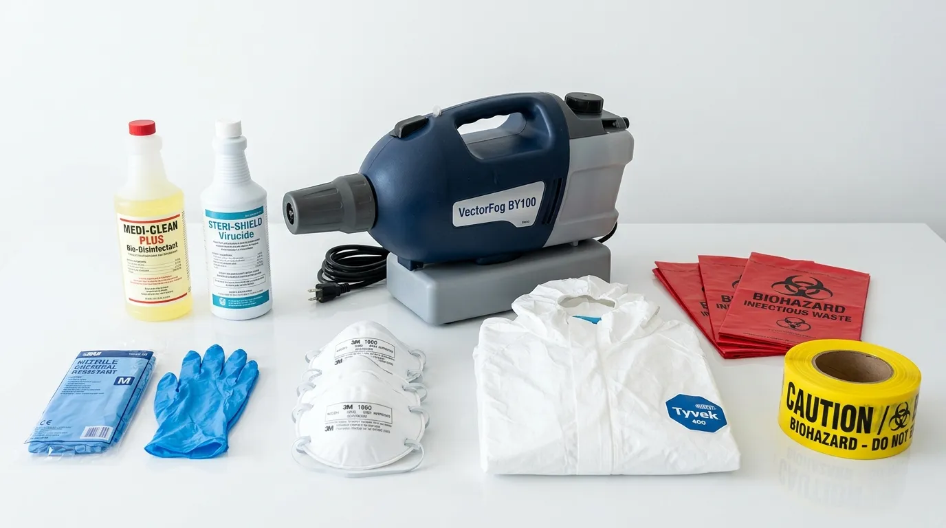 Professional biohazard remediation crew working in Rossville